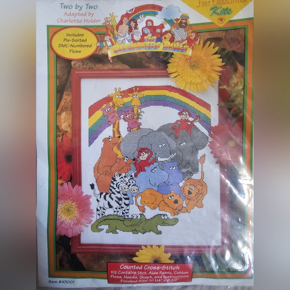 1994 Two By Two Noah and the Animals Just Cross Stitch Counted Cross Stitch Kit